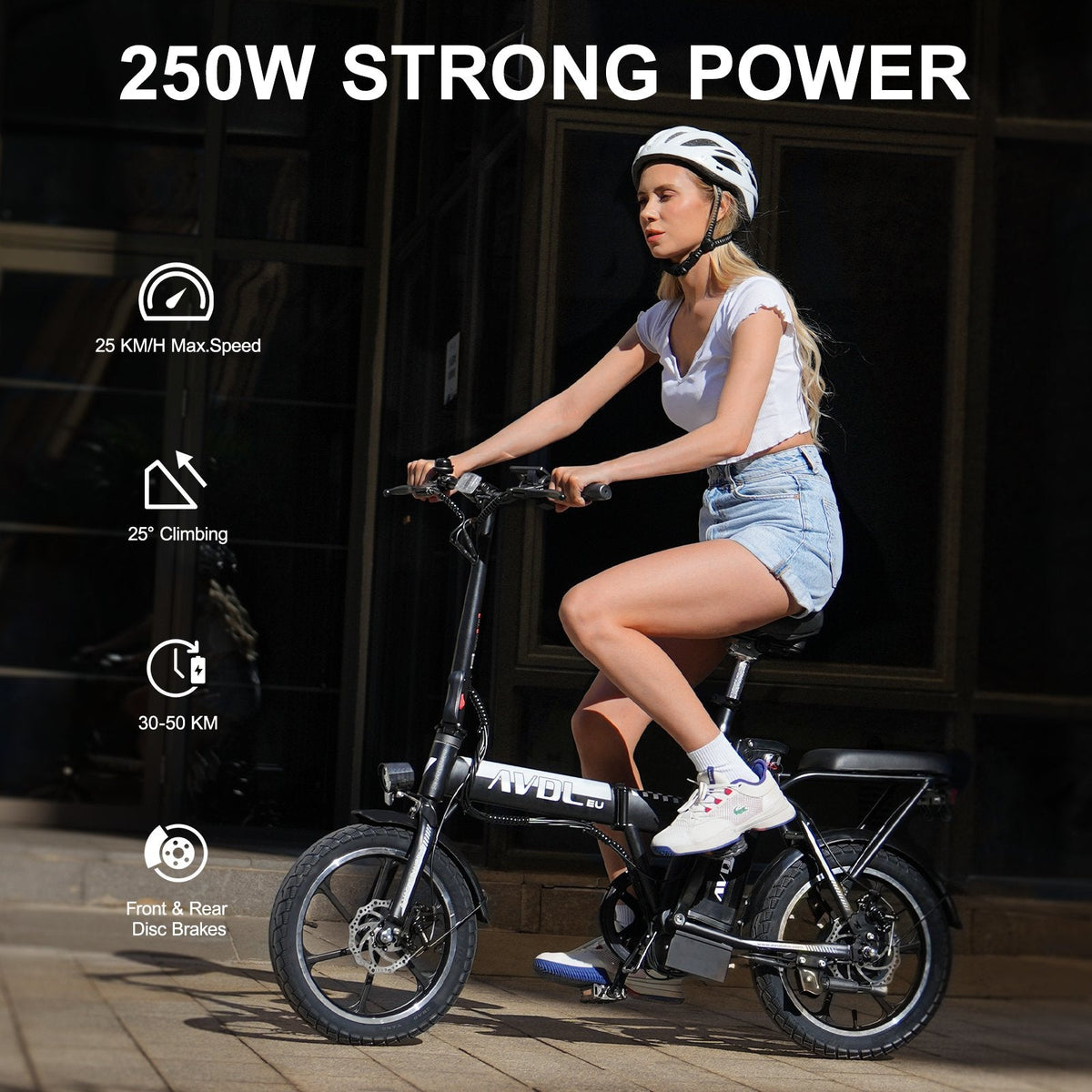 Folding Ebike for Adults 16" Electric  Bicycle Top Speed 32km/h | A10 White