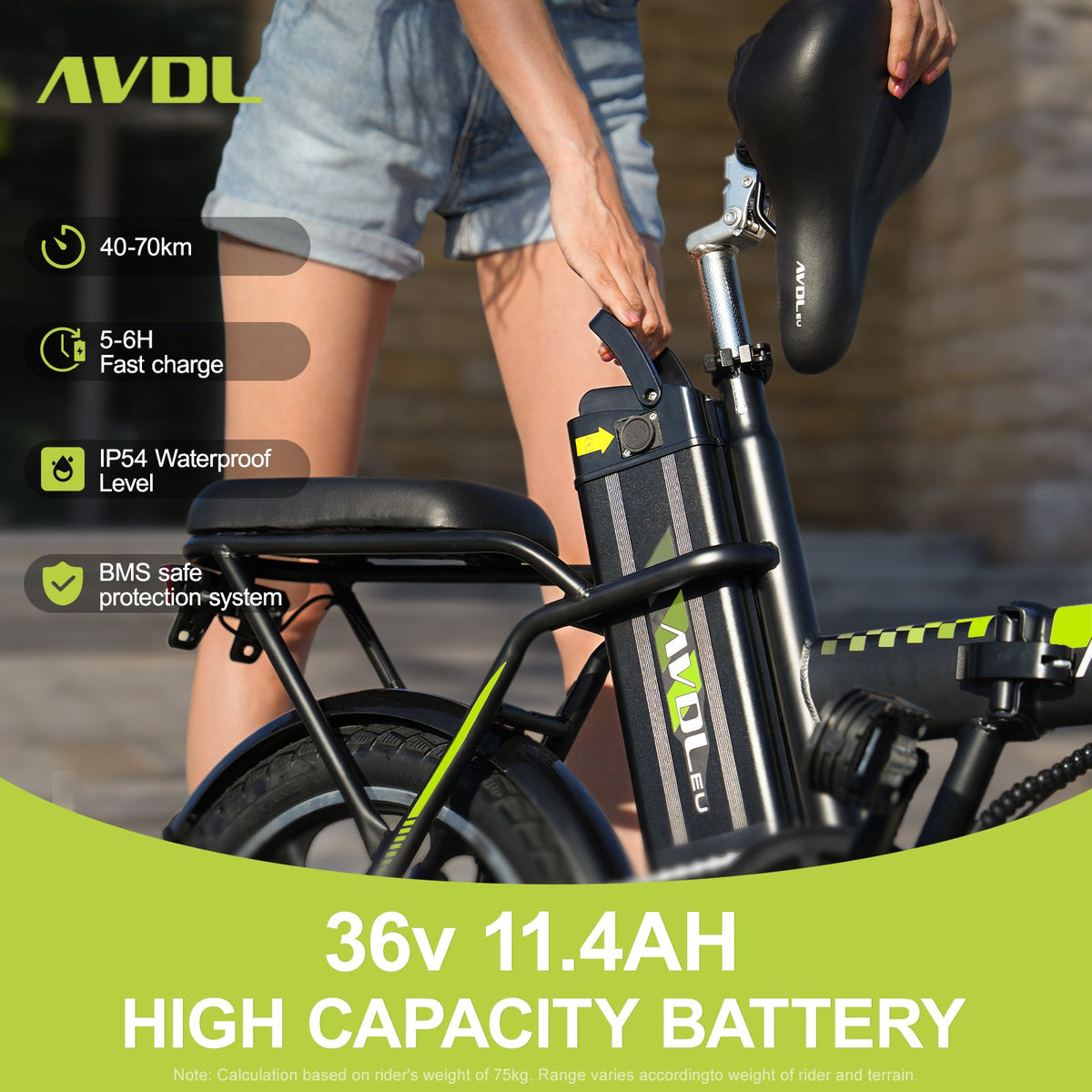 Ebike Bicycle For Adult 16 Inch Folding Variable Speed Ebicycle Green | AVDLBIKE A10