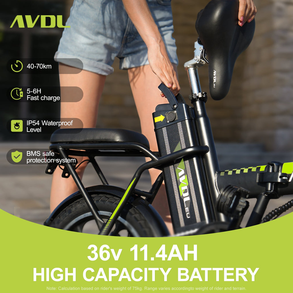 16" Ebike Folding Bicycle for Adults Top Speed 25km/h | A10 Green