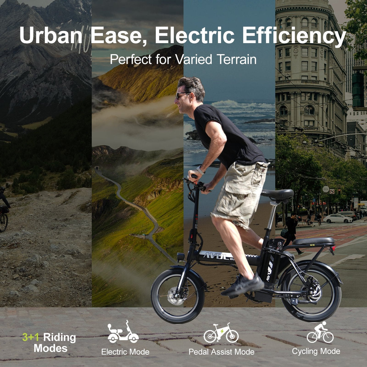 Adult Ebike Bicycle 16 Inch Folding Variable Speed Ebicycle For Student White | AVDLBIKE A10