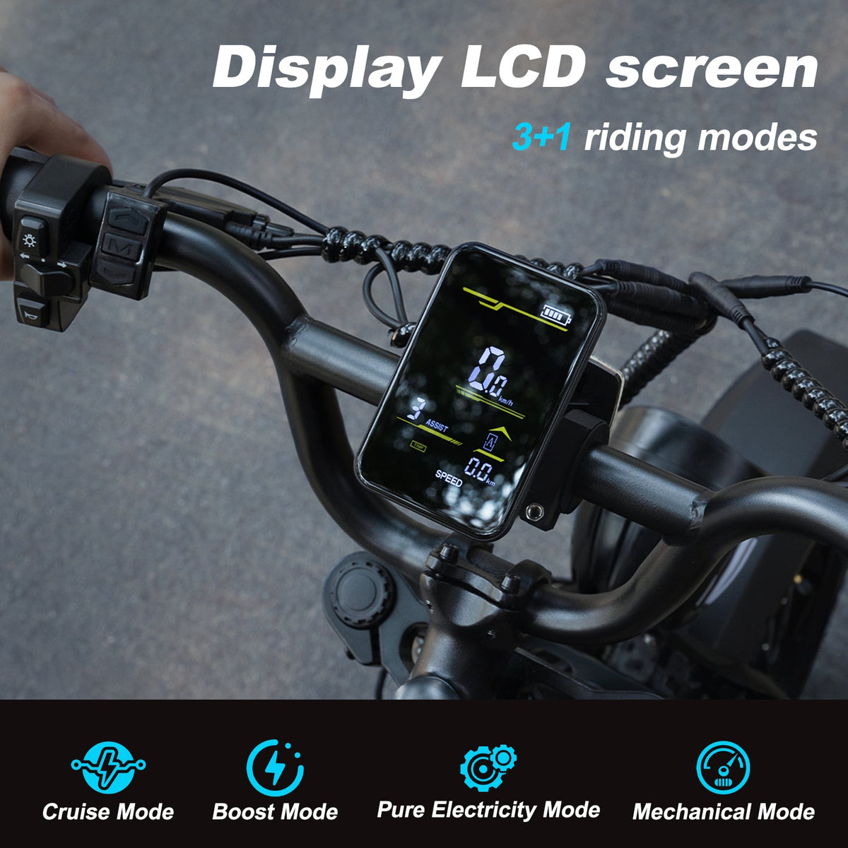 16'' Electric Bike for Teenager 25 km/h Fat Tire Electric Bike | A13 Blue