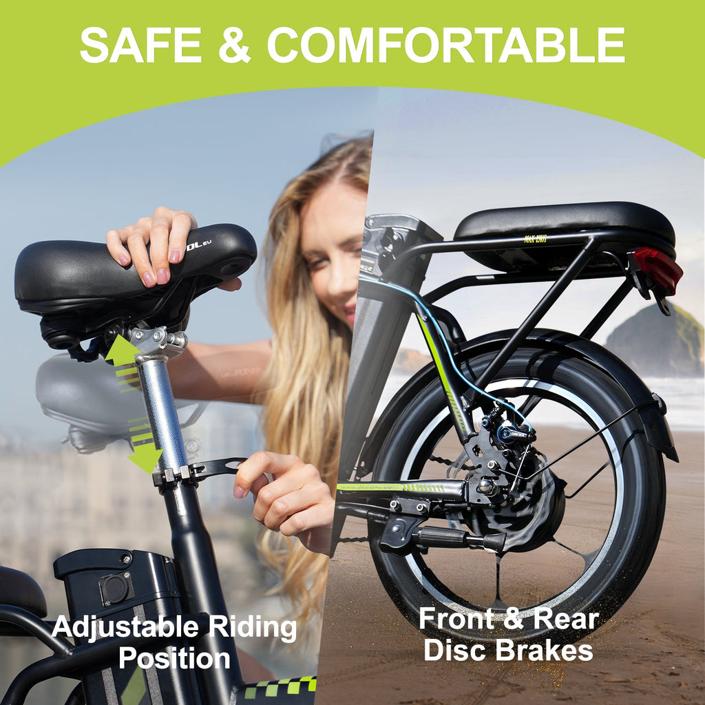16" Ebike Folding Bicycle for Adults Top Speed 25km/h | A10 Green