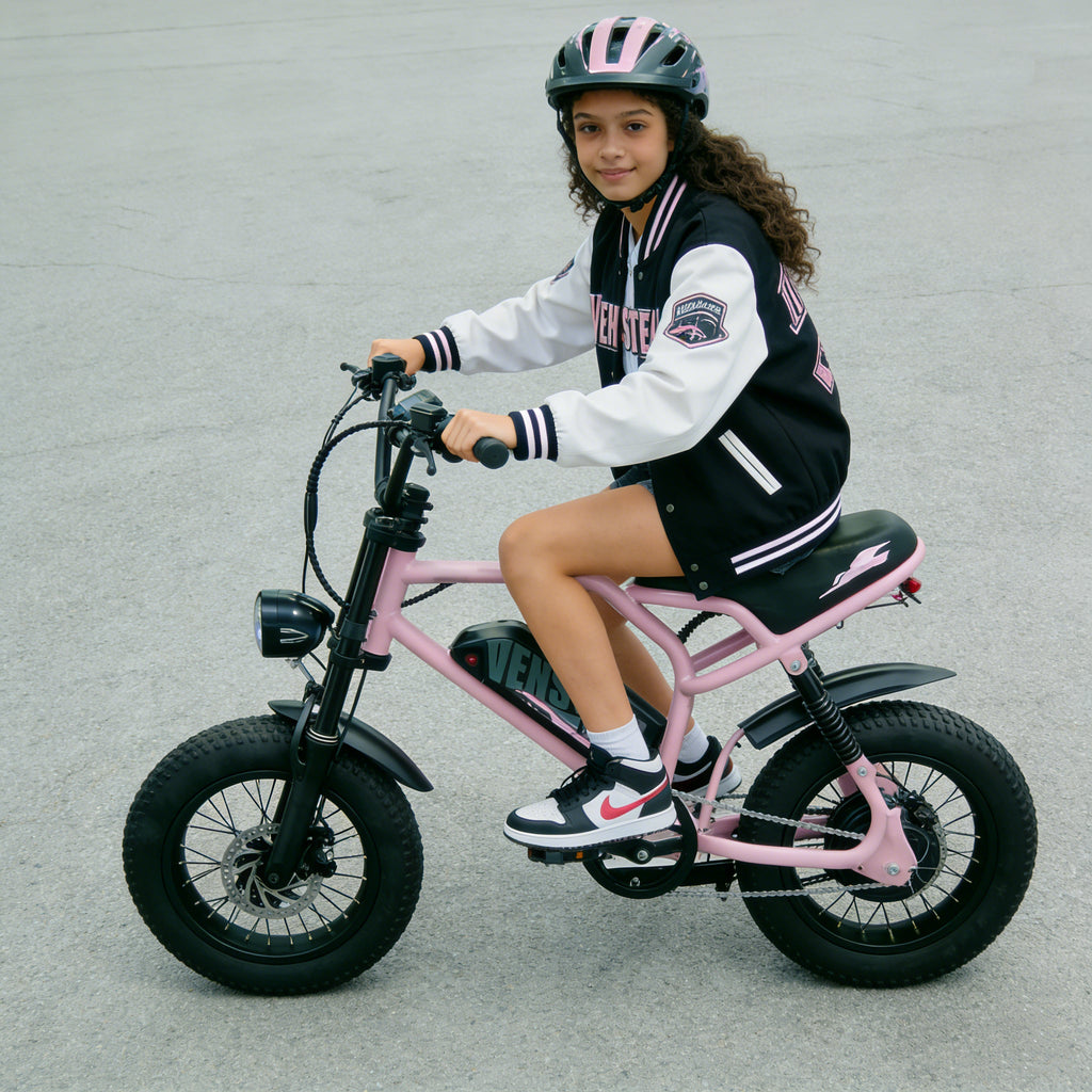 16 x 4.0 inch Fat Tire E-Bike for Teenager Top Speed 25km/h, Removable 36V 12.8Ah Battery, 50-70 Km PAS Range Full Suspension,EU Compliant | A13 Pink