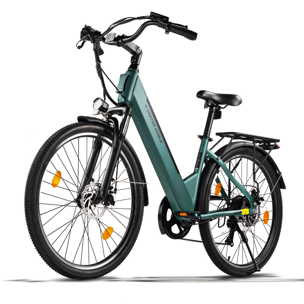 26" Electric Bike for Adults, Electric Ebike with SHIMANO 7-Speed, Low-step-through Electric Bicycles ,Assisted up to 70km Green | A32