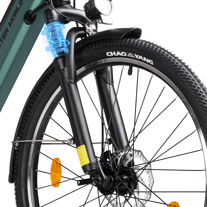 26" Electric Bike for Adults, Electric Ebike with SHIMANO 7-Speed, Low-step-through Electric Bicycles ,Assisted up to 70km Green | A32