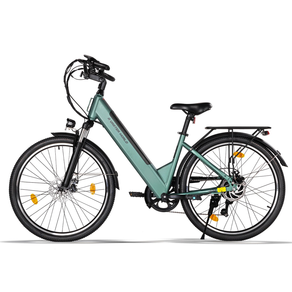 26" Electric Bike for Adults, Electric Ebike with SHIMANO 7-Speed, Low-step-through Electric Bicycles ,Assisted up to 70km Green | A32