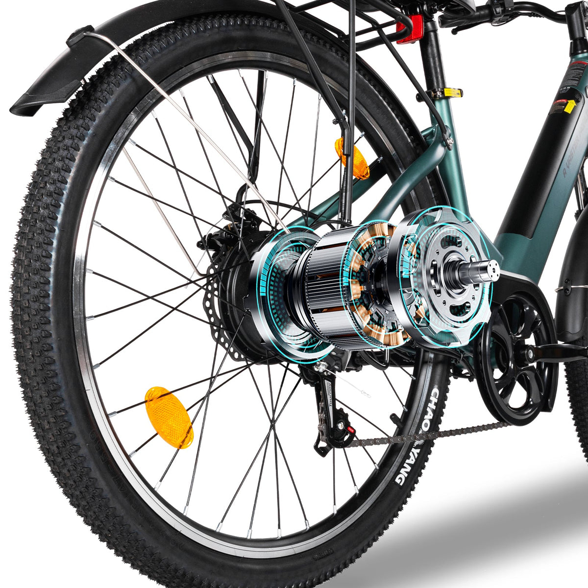26" Electric Bike for Adults, Electric Ebike with SHIMANO 7-Speed, Low-step-through Electric Bicycles ,Assisted up to 70km Green | A32