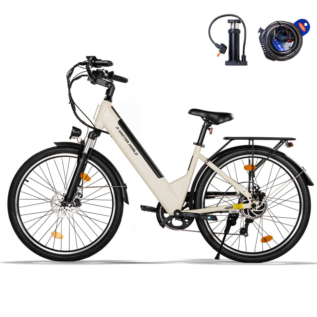 26" Electric Bike for Adults, Electric Ebike with SHIMANO 7-Speed, Low-step-through Electric Bicycles ,Assisted up to 70km Green | A32