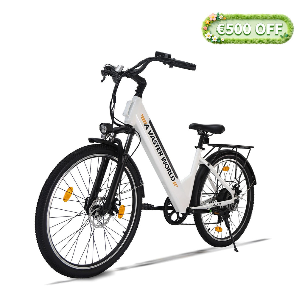 26" Electric Bike for Adults, Electric EBike with SHIMANO 7-Speed, Low-step-through Electric Bicycles ,Assisted up to 70km Grey| A32
