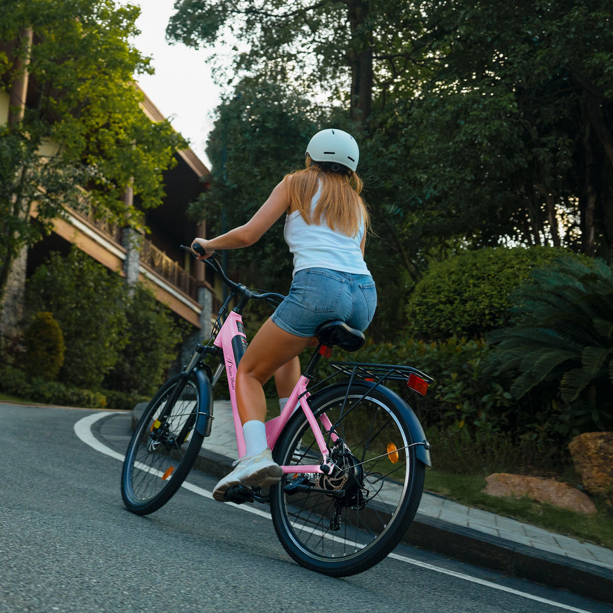 Ebike for Adult 26 Inch City Bike, 250W Motor, 48V 499 Wh Battery ,60-70 Km PAS Reichweite, 7 Gang Schaltung | A32 Pink