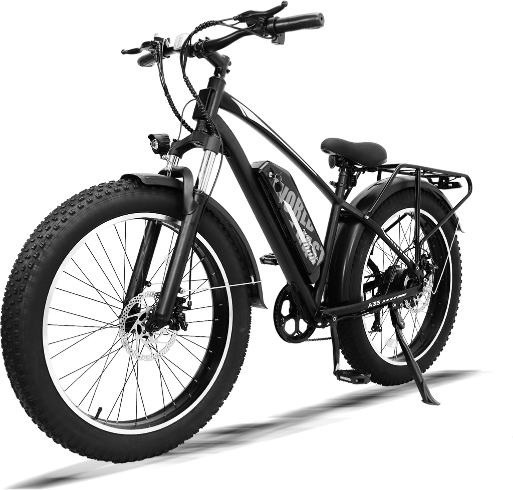Mountain Bike for Adults , 26”x4“Fat Tire, 48V 15.6Ah Battery Up to 70KM, 250W Motor Max. 25km/h | A35 Black