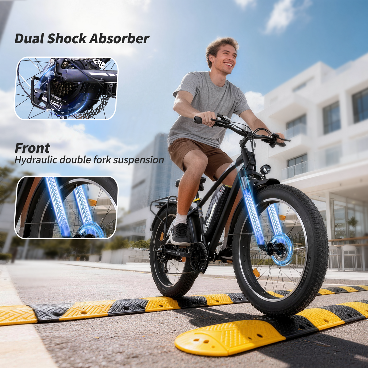 Mountain Bike for Adults , 26”x4“Fat Tire, 48V 15.6Ah Battery Up to 70KM, 250W Motor Max. 25km/h | A35 Black