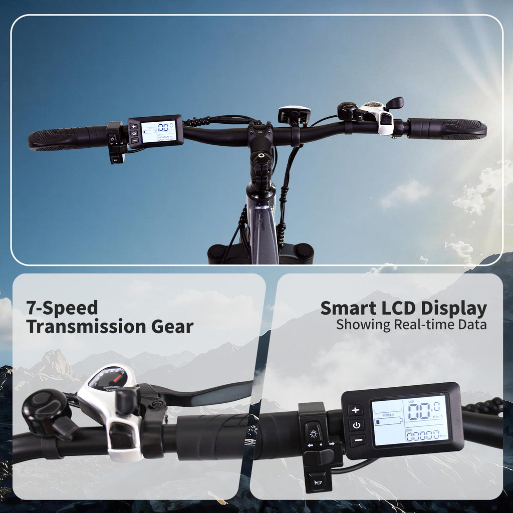 Adults Electric Bike with 26”x4“Fat Tire, 250W Motor Max. 25km/h ,48V 15.6Ah Battery Up to 70KM, | A35 Grey