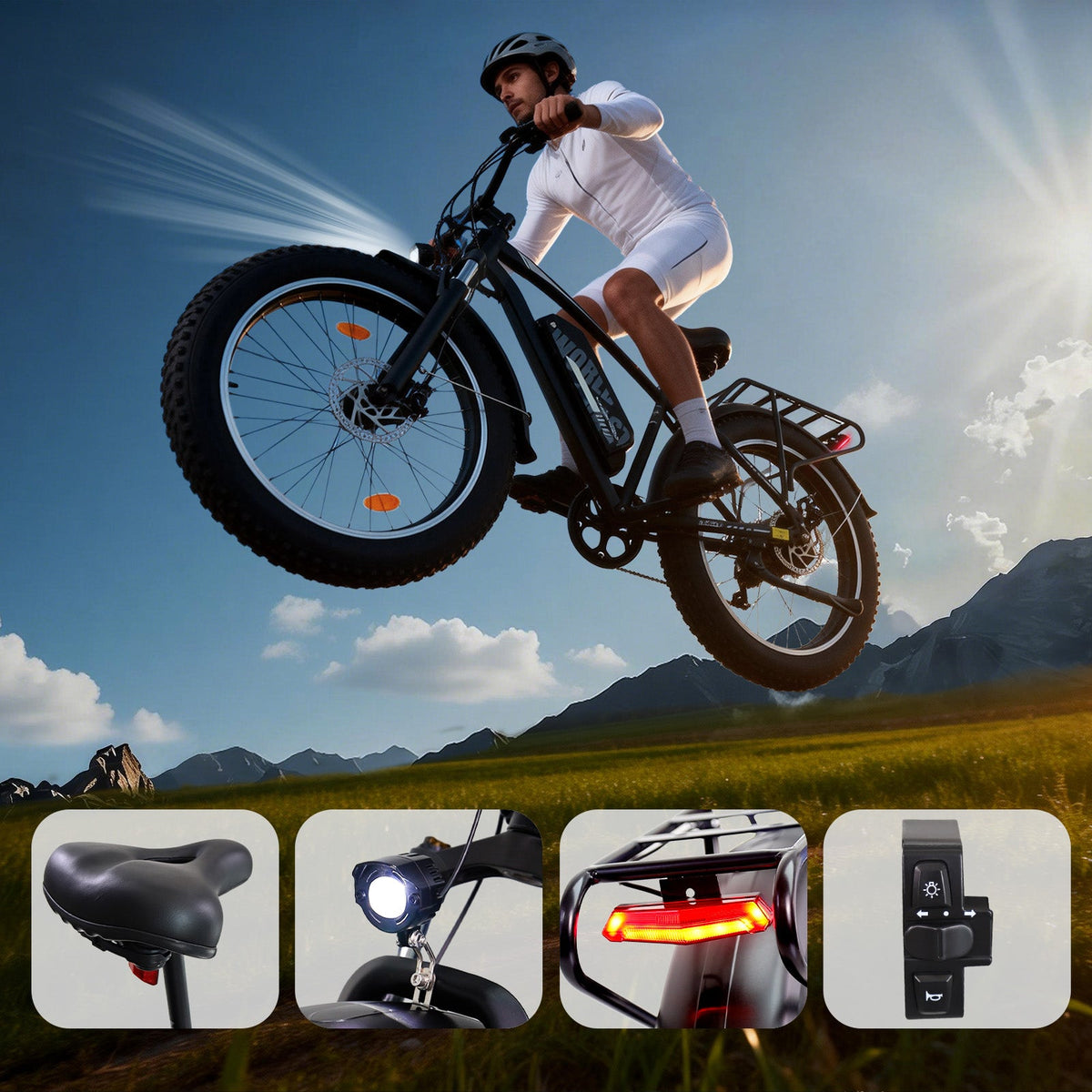 Adults Electric Bike with 26”x4“Fat Tire, 250W Motor Max. 25km/h ,48V 15.6Ah Battery Up to 70KM, | A35 Grey