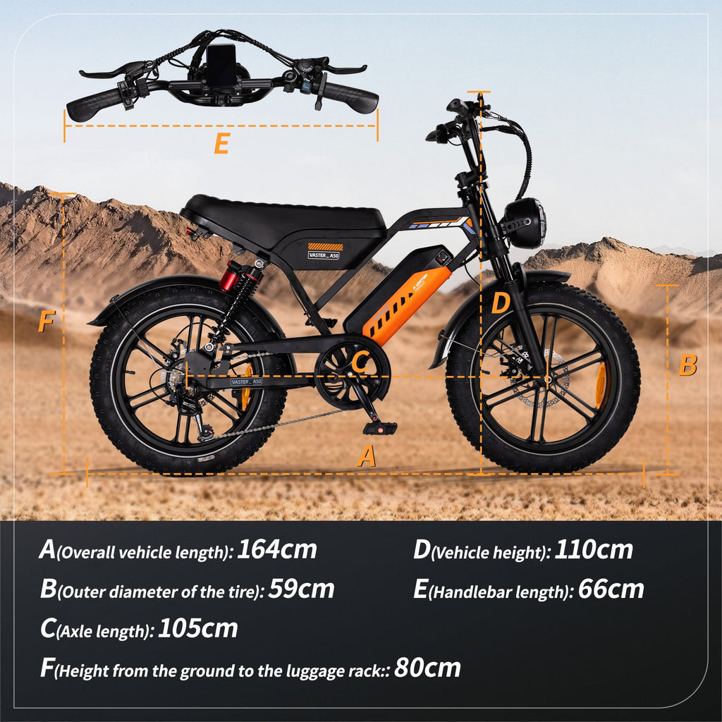 Adults Off-Road Ebike Electric Mountain Bike Black Fat E Bike| A50