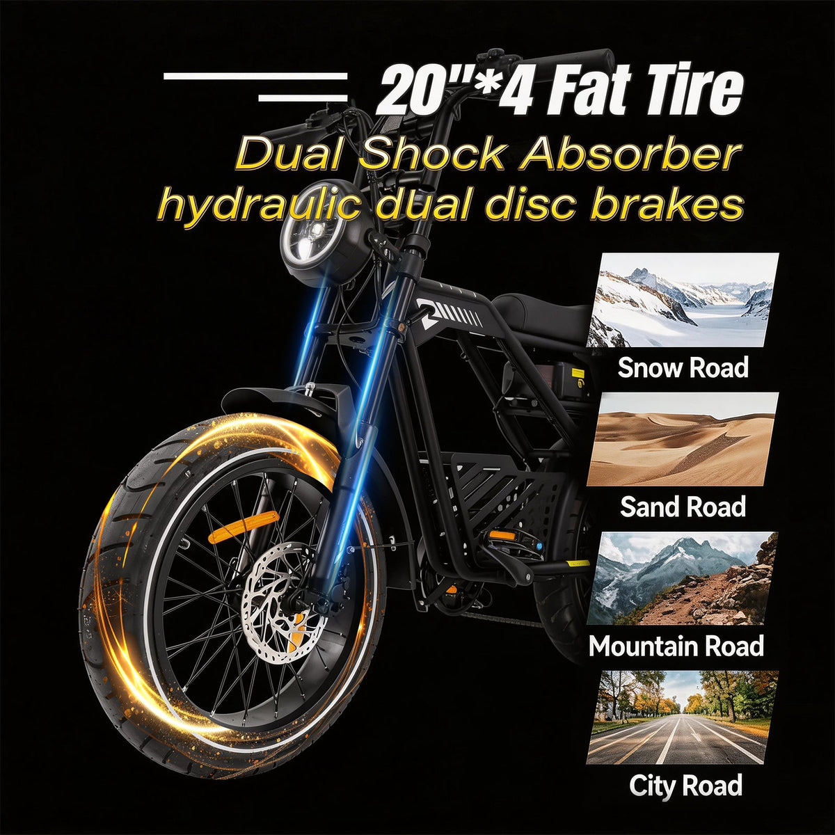 Electric Bike for Adults, 20 x 4.0 Inch Fat Tire ,Top Speed 25km/h Commuting Ebike with Shimano 7-speed | T3
