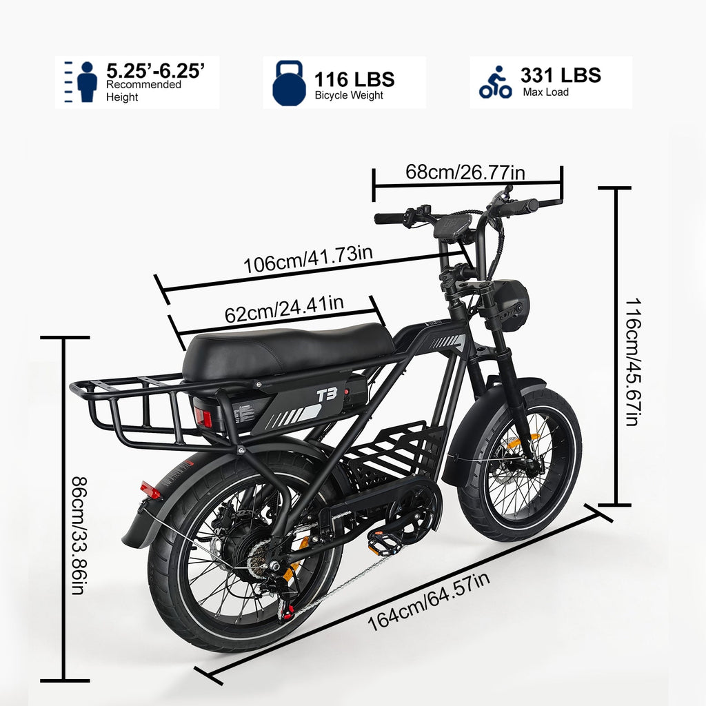 Electric Bike for Adults, 20 x 4.0 Inch Fat Tire ,Top Speed 25km/h Commuting Ebike with Shimano 7-speed | T3