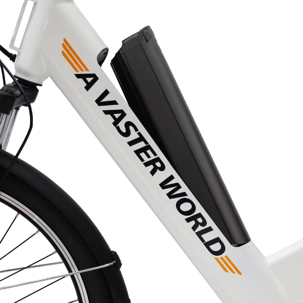 26 Inch Electric Bike for Adults, Electric EBike with 7-Speed, Low-step-through Electric Bicycles ,Assisted up to 70km Ebike White | A32