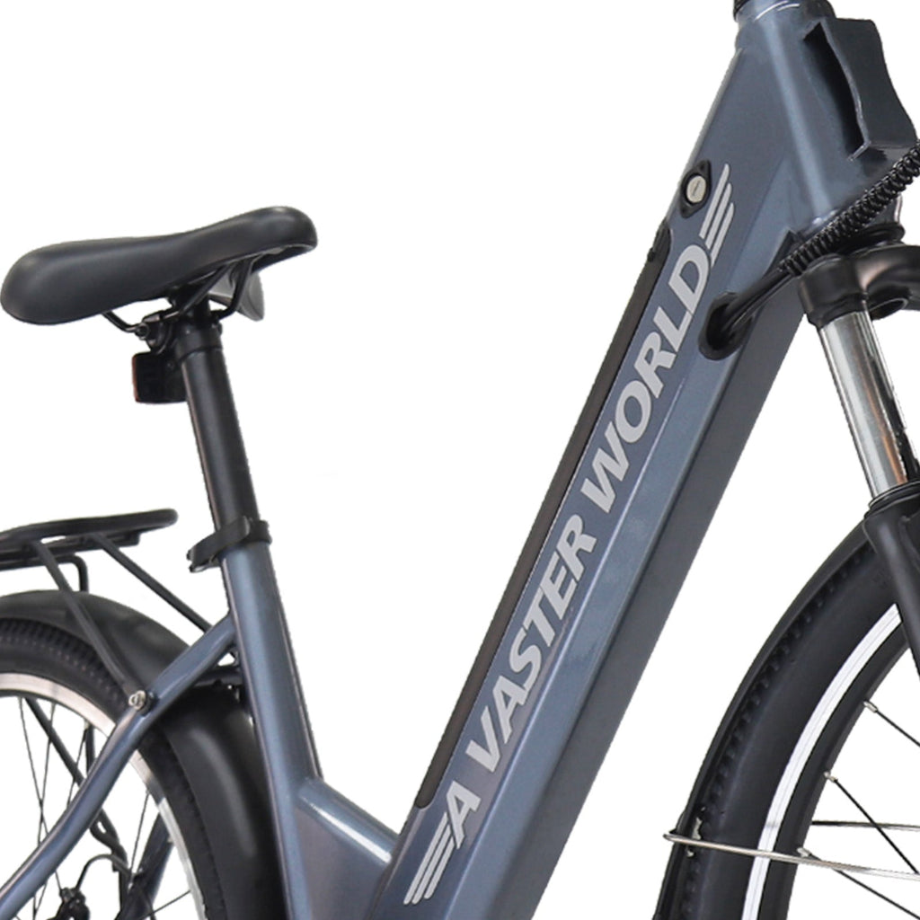 26" Electric Bike for Adults, Electric EBike with SHIMANO 7-Speed, Low-step-through Electric Bicycles ,Assisted up to 70km Grey| A32